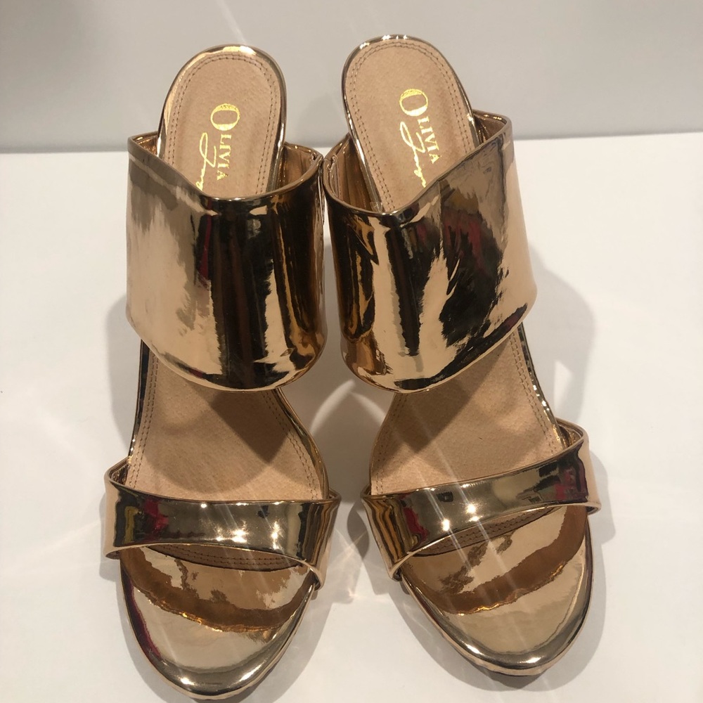 Rose gold double strap mule sz 11